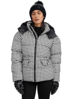 Pajar Puffers<Ascella Women'S Boxy Fit Houndstooth Short Puffer Jacket Black/White