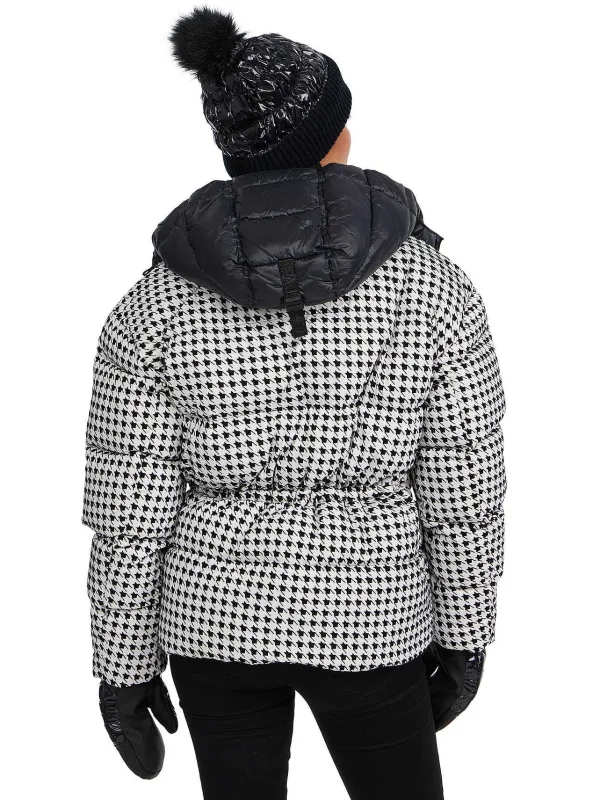 Pajar Puffers<Ascella Women'S Boxy Fit Houndstooth Short Puffer Jacket Black/White