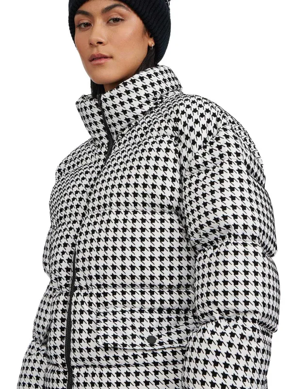 Pajar Fall/Winter<Ascella Women'S Boxy Fit Houndstooth Short Puffer Jacket Black/White