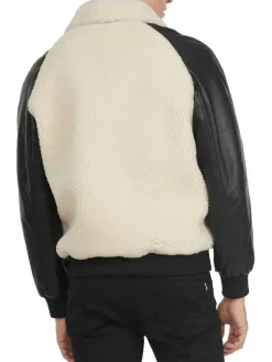 Pajar Bombers<Campbell Men'S Shearling And Leather Varsity Jacket Offwhite