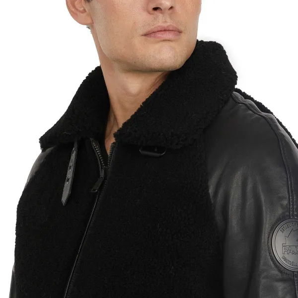 Pajar Premium Shearling<Campbell Men'S Shearling And Leather Varsity Jacket Black/Black