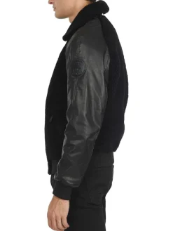 Pajar Premium Shearling<Campbell Men'S Shearling And Leather Varsity Jacket Black/Black