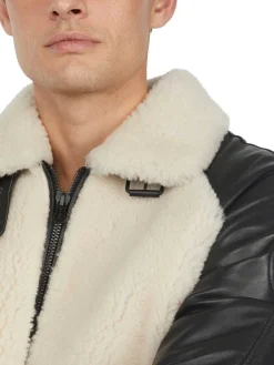 Pajar Premium Shearling<Campbell Men'S Shearling And Leather Varsity Jacket Offwhite