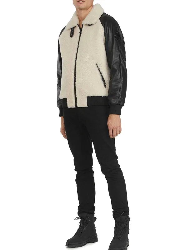 Pajar Premium Shearling<Campbell Men'S Shearling And Leather Varsity Jacket Offwhite