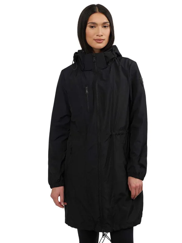 Pajar Rain Jackets<Esen Women'S Long Packable Raincoat W/ Removable Hood Black