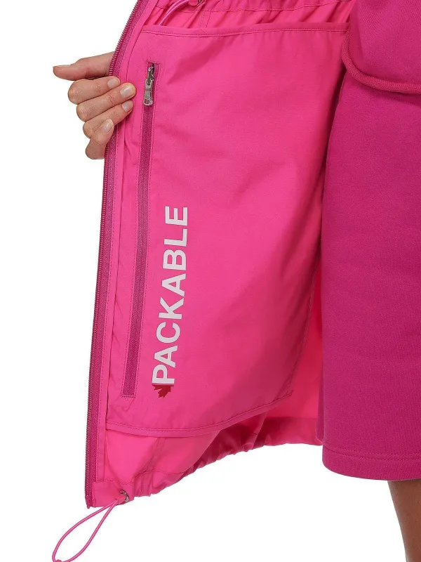 Pajar Rain Jackets<Esen Women'S Long Packable Raincoat W/ Removable Hood Pink