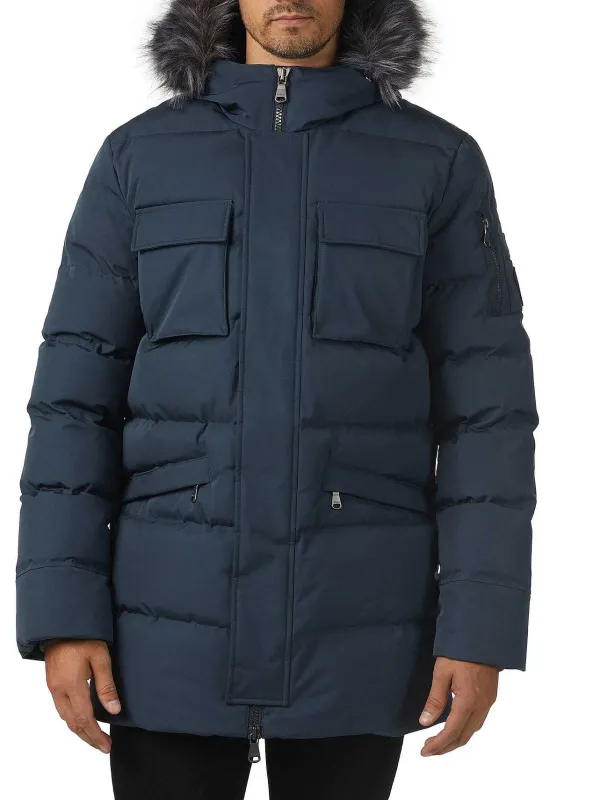 Pajar Parkas<Hamilton Men'S Quilted Parka W/Faux Fur Trim Navy