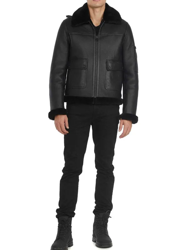 Pajar Premium Shearling<Heritage Aviator Men'S Sheepskin Jacket Black/Black