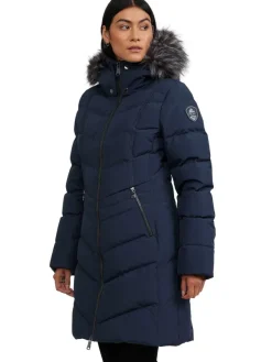 Pajar Puffers<January Women'S Quilted Puffer W/ Faux Fur Navy