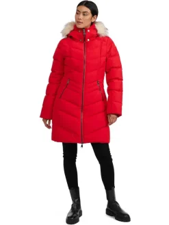 Pajar Puffers<January Women'S Quilted Puffer W/ Faux Fur Current Red