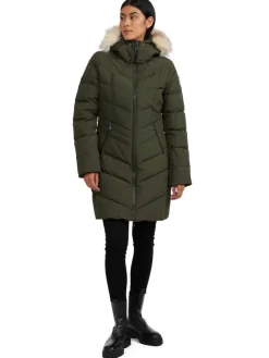 Pajar Puffers<January Women'S Quilted Puffer W/ Faux Fur Military