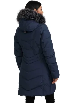 Pajar Fall/Winter<January Women'S Quilted Puffer W/ Faux Fur Navy