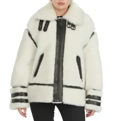 Pajar Bombers<Jenny Women'S Front Zip Shearling Jacket White/Black