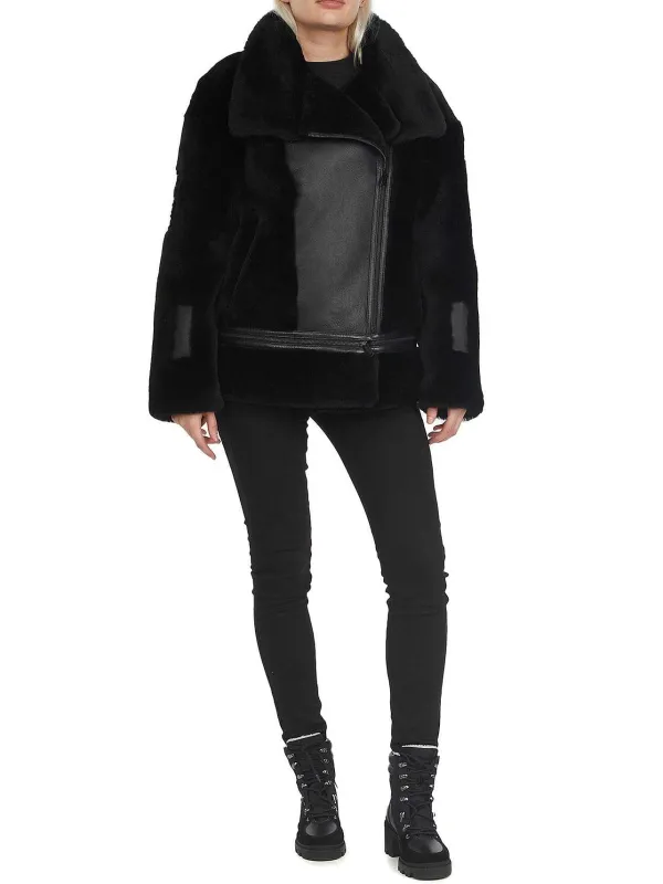 Pajar Premium Shearling<Naomi Women'S Shearling Perfecto Jacket Black/Black