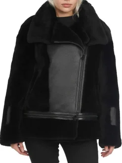 Pajar Bombers<Naomi Women'S Shearling Perfecto Jacket Black/Black