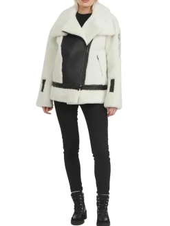 Pajar Premium Shearling<Naomi Women'S Shearling Perfecto Jacket White/Black