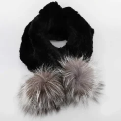 Pajar Scarves<Rexal Knitted Scarf W/ Fur Pompom Black